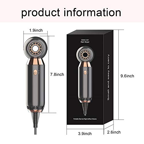 Professional Hair Dryer 800W Lightweight & Compact Blow Dryer Powerful Flow Hair Dryers For Travel And Home Concentrator Nozzle Gray #TOP6