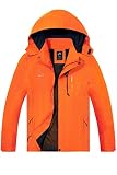 TEZO - chamarra impermeable para hombre, con capucha, chamarra ligera para senderismo, cortavientos, Naranja sólido, Large