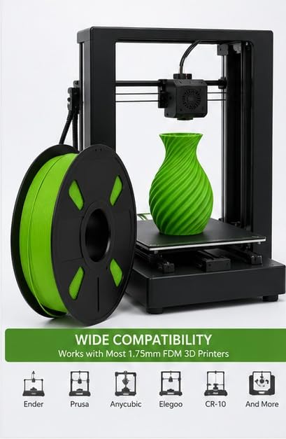 Image of PLA 3D Printer Filament 1.75mm, 1kg Spool (2.2 lbs) - UV /Heat /Weather Resistant, Strong Layer Bonding, Smooth Printing, Low Odor, Outdoor Functional Prototypes, FDM Compatible (Hunter Green, 1 kg)