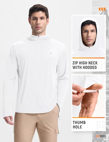 baleaf Men's UPF 50+ Full Zip Light Jacket Hooded Long Sleeve Cooling Shirt with Pocket Hiking Fishing Outdoor Performance3