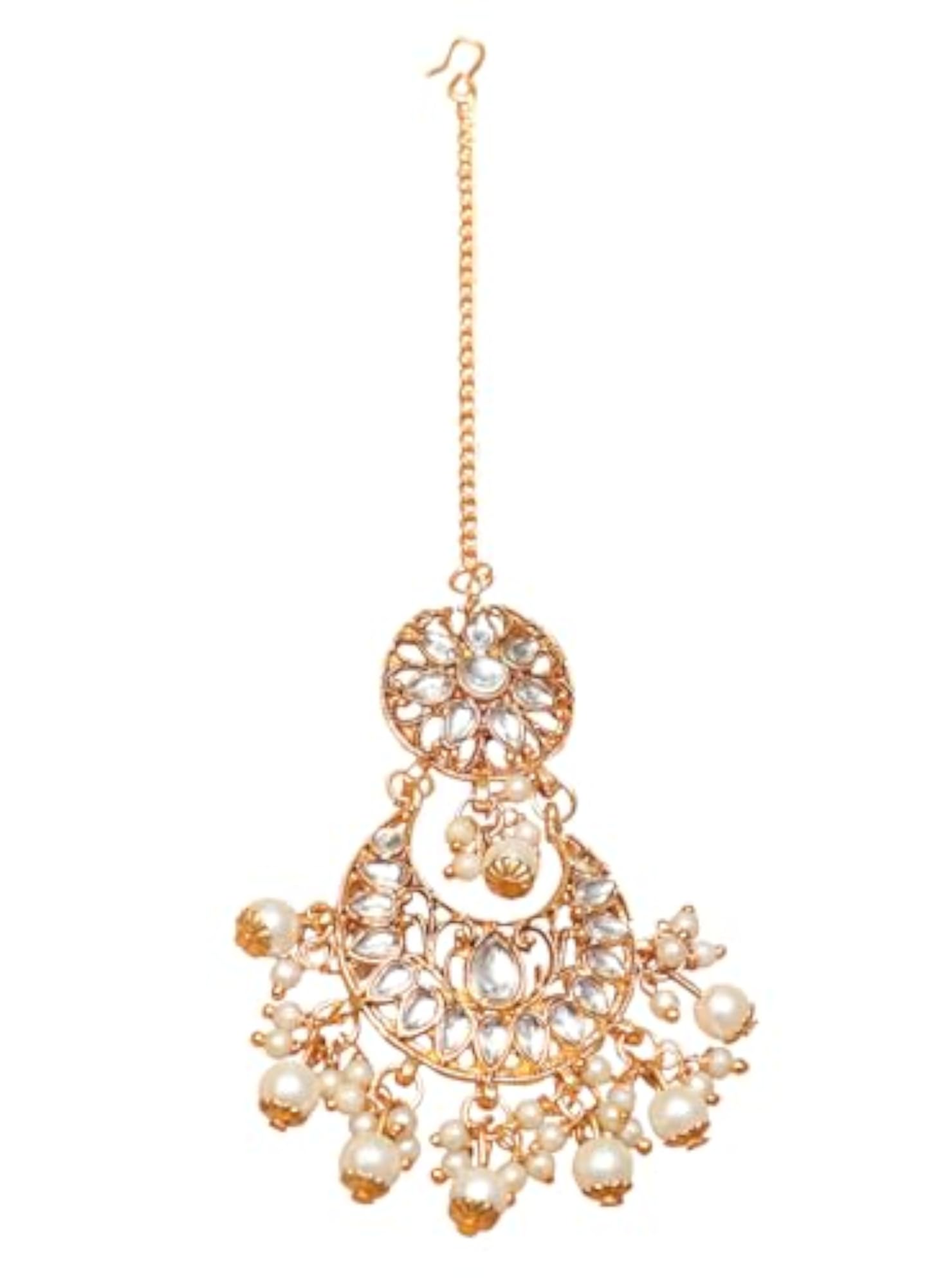 Gold-Plated Kundan Pearl Choker Necklace Set with Earrings