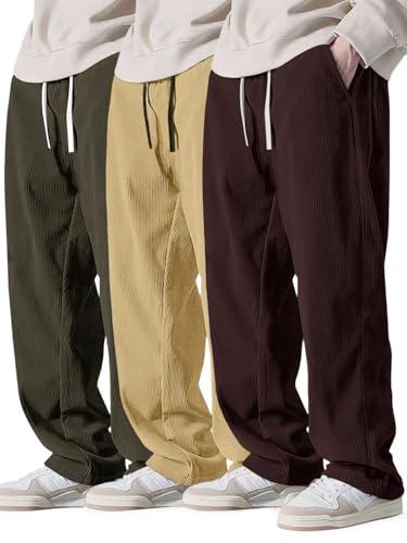 Image of Pinkmint Men's Poly Lycra Ribbed Relaxed Fit Stretchable & Comfortable Trouser | Flexible Elastic Waist with Drawstring Lower for Man