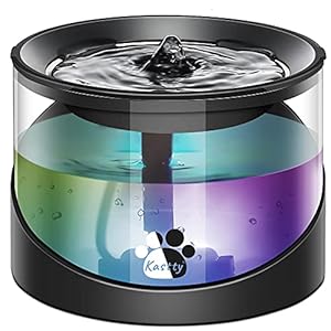 Kastty-Cat-Water-Fountain-Super-Quiet-Water-Fountain-for-Cats-Inside-Pet-Water-Fountain-for-Kitty-Cat-Waterer-Dog-Bowl-Dispenser-22L74ozwith-Super-Long-Life-Span-Pump-BlackColorful-LED-Light Dog Bowl Dispenser with Long Life Span Pump