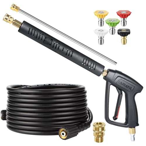 YAMATIC Pressure Washer Gun and Hose Kit, 25 FT Kink Resistant Power Washer Hose and Wand, 3/8