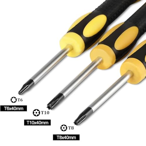 Fixinus Conjunto de chaves de fenda Torx T6 T8 T10, 7 peças de chave de fenda magnética de precisão