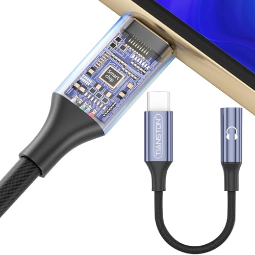 Adaptador USB C a Jack 3,5 mm – Convertidor digital audio auriculares, auxilio micrófono | Adaptador auricular USB tipo C para Smartphone, conversor cable audio música