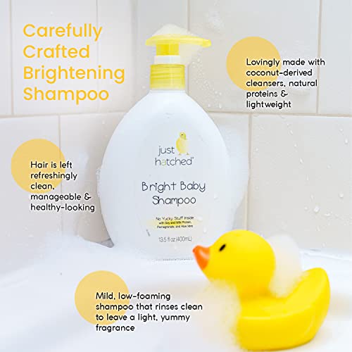 Just Hatched Bright Baby Shampoo Multi-Pack - Gentle Hair Cleanser, Loveable Yummy Fragrance, Gentle For Newborns, Hypoallergenic, Gluten Free, No Yucky Stuff & Harsh Ingredients, 13.5 Fl Oz (2 Pack) #TOP1