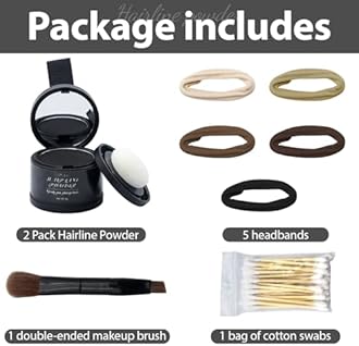 2 Pack Hairline Powder for Women and Men, Used to Root Touch Up Hair Color, Thinning and Gray Hair Coverage and Bald Spots Coverage, Dark Black