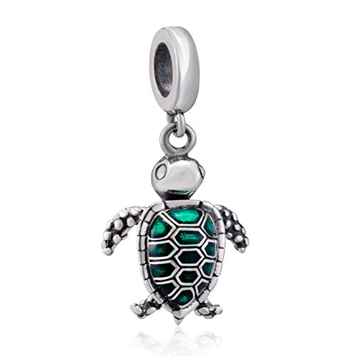 ABAOLA Tortoise Charm Sea turtle Bead 925 Sterling Silver Animal Charms for Bracelet (Green)