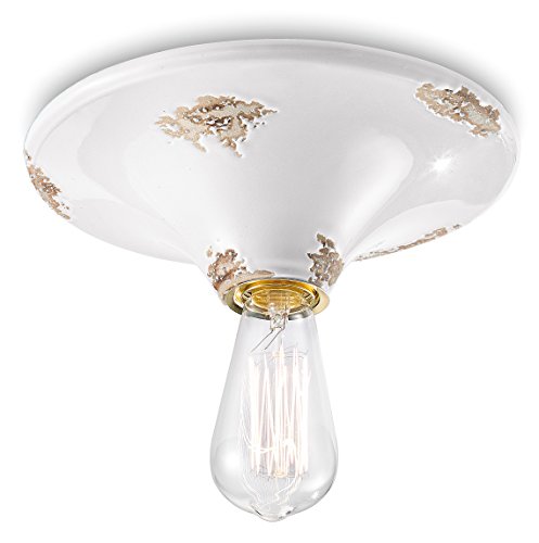 Plafonnier vintage rétro blanc brillant de 25x9 cm offrant une diffusion de lumière optimale