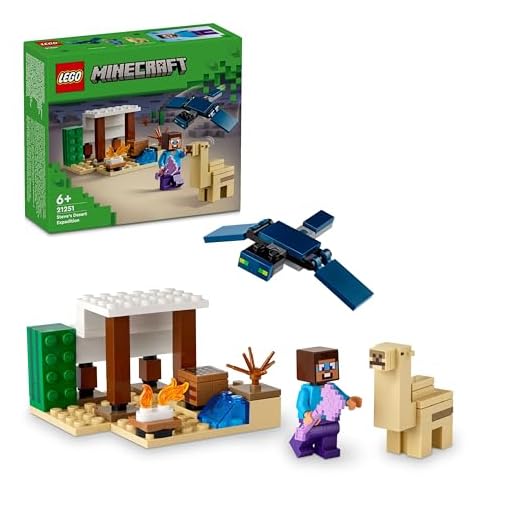 LEGO Minecraft Steve's Desert Expedition Building Toys for 6 Plus Year Old Kids, Boys and Girls, Biome Gaming Set with House, Toy Animal and Figures, Gift for Gamers 21251