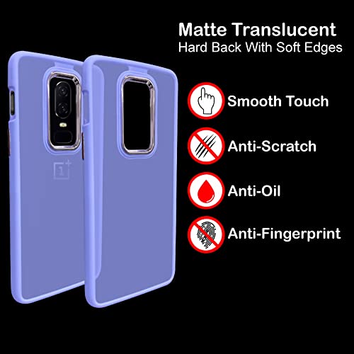 Image of A rtistque Frosted Translucent Back Cover Case for Oneplus 6 | Electroplated Chrome Ring | Raised Camera Edges for Protection | Smooth Sides TPU - Purple