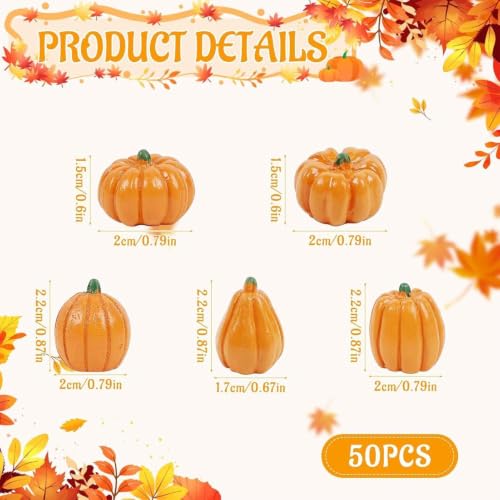 Calabazas artificiales pequeñas para exterior e interior juego de 50 calabazas de plástico 6