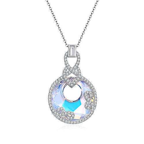 ZCCZJS Collar de Cristal de Moda S925 Collar Colgante geométrico de Plata esterlina