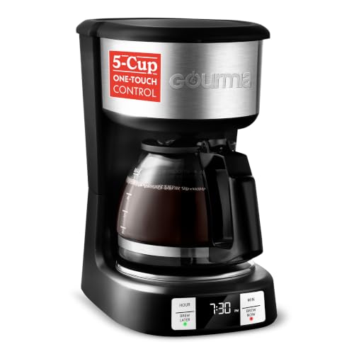 Gourmia Drip Coffee Maker - 5-Cup Capacity, Glass Carafe, Black...