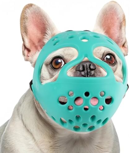 BARKLESS Frenchie Muzzle for Biting, Breathable Short Snout Dog Muzzle