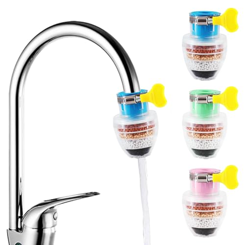 3 Pack New Upgraded six-Layer Faucet Filter, Water Filter for Sink, Kitchen Faucet Water Filter, Activated Carbon Water Purification Filter, Faucet Mount Filters Suitable for Standard Faucet