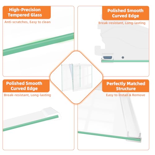 Image of UPGRADED DA97-20044A DA97-20045A Refrigerator Glass Shelf Compatible with Samsung Fridge Shelf Replacement Parts Samsung Refrigerator Shelves Assembly RF28R7201SR RF28R7351SR Tempered Glass Left&Right