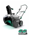 Litheli 40V Cordless Snow Blower, 21'' Brushless Electric Snow Thrower with Wheels, 180° Adjustable Chute, LED Lights, Battery & Charger Included, Heavy Duty for Driveway Patio