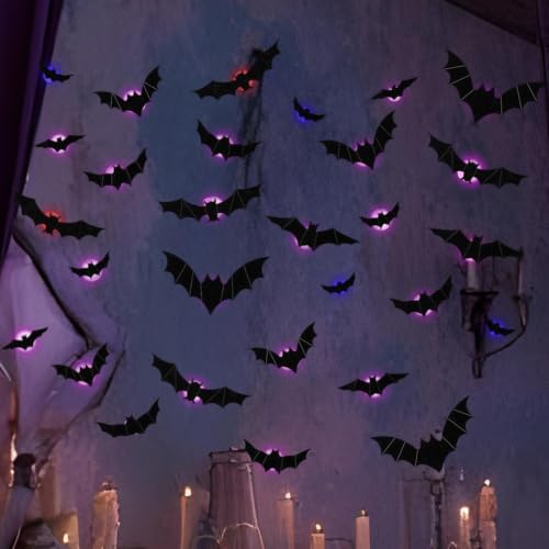 Chauves-souris 3D noires LED pour une déco d'Halloween effrayante - 4