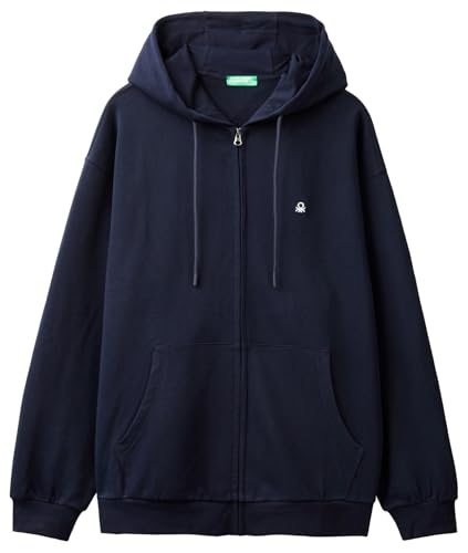 Felpa con zip e cappuccio in felpa di cotone organico. Patch logo a punto cuore.