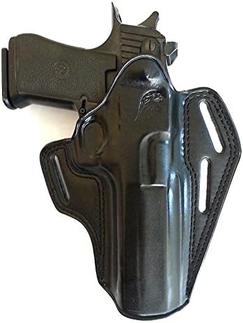 Premium The Ultimate Leather OWB Pancake Holster with Open Top Fits, Desert Eagle, Fits All CALIBERS with 6" Barrel, Left Hand Draw, Black Color
