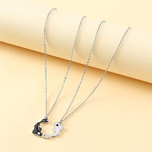 Tai Chi Yin Yang Pendant Necklace Set Lucky Black White Fish Charm Bracelet for Women Men My Best Friends Jewelry Gift2