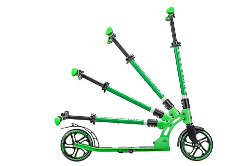 SIX DEGREES Aluminium Scooter mit Klappmechanismus u. St&auml;nder, 205 mm, h&ouml;henverstellb., GS-gepr&uuml;ft, hellgr&uuml;n, TESTSIEGER