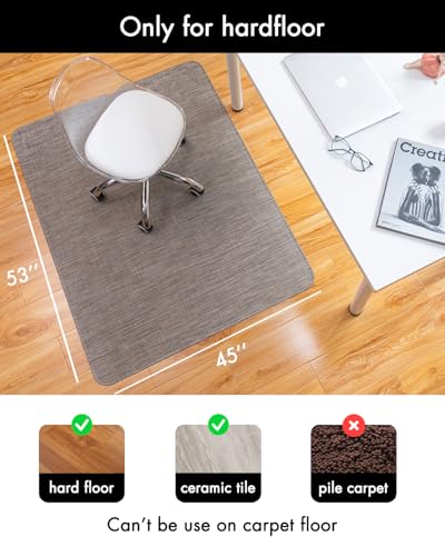 Image of Baroyal Office Chair Mat for Hardwood Floor Under Desk Computer Rolling Chair Mat for Wood /Tile Floor Non-Slip Heavy Duty Desk Rug PVC Plastic Hard Floor Protector 45 inchx 53 inch (Soapstone)