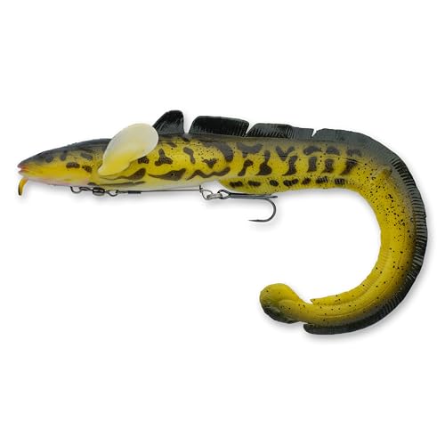 Savage Gear 3D Burbot Ribbontail Fishing Bait 3 oz Walleye Realistic Contours & Movement Durable Construction Hybrid Line Thru Design Built-in Glass Rattle Available in 3 Sizes