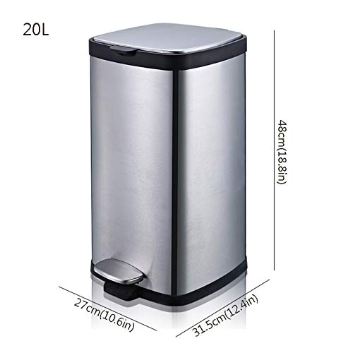 BOGDTF Mülleimer und Abfalleimer für Recycling, einfach, mit großem Fassungsvermögen, aus Edelstahl, mit Deckel und Fußpedal für Küche, Büro, Haus und Büro – Bild 3