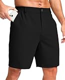 crazy bean Pantalones Cortos Hombre Shorts Verano Casual con Cremallera y Bolsillos Bermudas Cargo Cintura Elásticos de Golf Trabajo Negro M