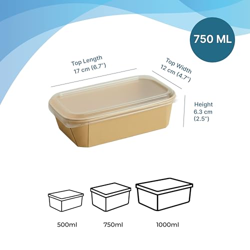 Image of Disposable Containers For Food with Lids | Rectangular Meal Prep Containers & Take Out Box | Microwave & Fridge Safe Food Storage Containers, Food Packing Box For Kitchen - 750ml, 200 Pack