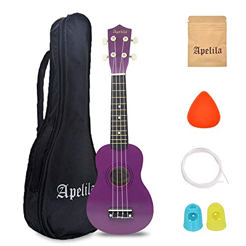 Apelila 21 inch Soprano Ukulele Acoustic Mini Guitar Musical Instrument with Bag, Pick