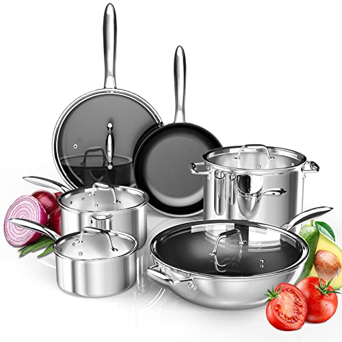 imarku Stainless Steel Pots and Pans Set 11Piece TriPly Clad Nonstick