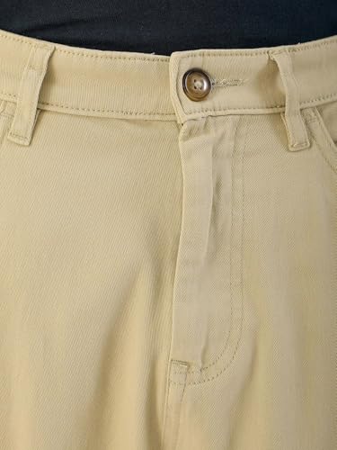Image of The Indian Garage Co Men Relaxed Fit Solid Mid-Rise Stretchable Cargos