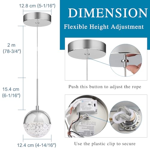 Xbuyee Crystal Pendant Light, Chrome Chandelier for Kitchen Island by Xbuyee - Used condition - Image 5