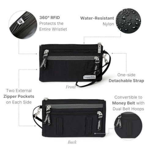 Baggallini Anti-theft RFID Currency Organizer 8"x4.25" Travel Accessory Passport Holder Money Belt Wallet w/Card Slots3