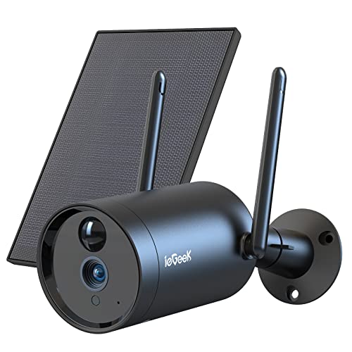 Solar Security Camera Outdoor, Security Cameras Wireless Outdoor, ieGeek Solar Rechargeable Battery Power Home Security Cameras, 1080p, Night Vision, PIR Motion Detection, 2-Way Talk, Wirefree, IP66