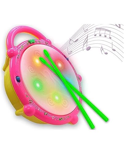 Image of Musical Drum Toy with 2 Mallets for Kids | Multicolor 3D Lights | Dynamic Musical Instrument | Toy for Baby and Toddlers | Battery Operated Toy | for 2 3 4 5 6 Year Old Boys & Girls