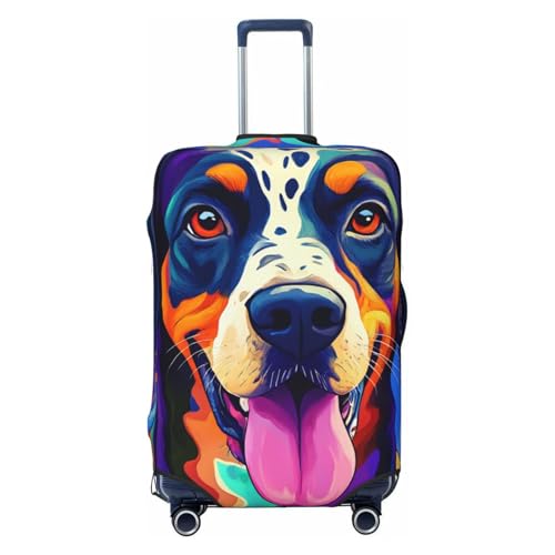 Colorful Abstract Dog Luggage Cover Elastic Washable Protector Anti-Scratch Travel Suitcase Covers With Concealed Zipper For 18-32 Inch Luggage Small
