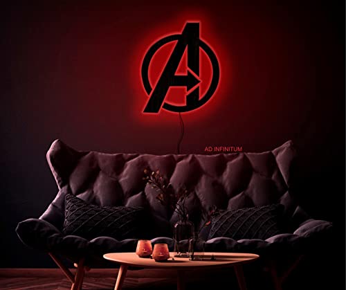 Image of AD INFINITUM 16 Colors LED wall Lamp with Mobile App Control, Comic Lover, Bat Cave, Night Lamp, for Gift, Kids Room, Gaming Setup, Gaming Room, Man Cave. (Avengers -16 Colors)