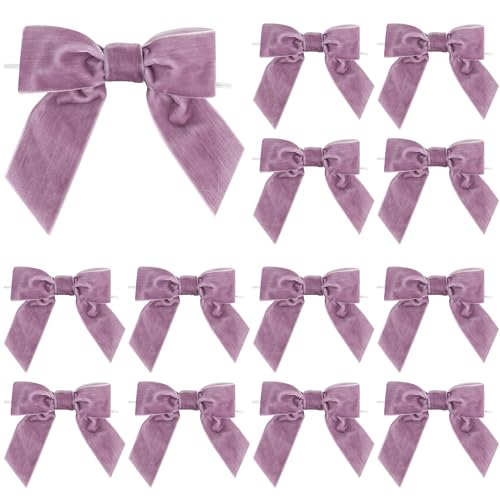 AIMUDI Lilac Velvet Bows 4.5' Purple Velvet Easter...