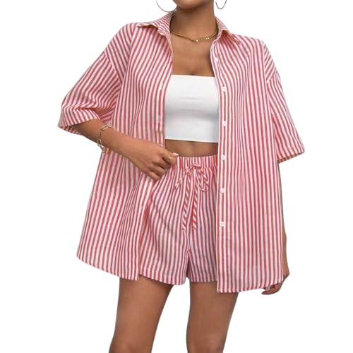 Vacation Sets for Women 2 Piece Summer Outfits Striped Suits