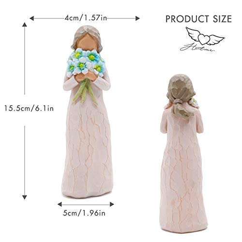 Guardian Angel Figurine, Forget Me Not - Hand Carved Praying Angel Sculpture, Encouragement Present, Home Decoration Gift to Show Love, Sympathy, Gratitude, Bereavement, Friendship or Prayer