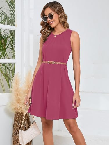 Image of KORSIS Tank Dress for Women Elegant T-Shirt Summer Soft Dresses Sleeveless Swing A Line Vacation Beach Sundress with Pockets