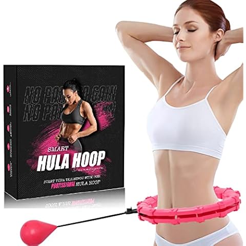 Weighted Hula Hoop - Premium Auto Spinning Hoop Detachable Smart Hoops Detachable Ring - 360 Degree Spinning Ball with Weight for Adult Fitness Exercise (Pink) Cover
