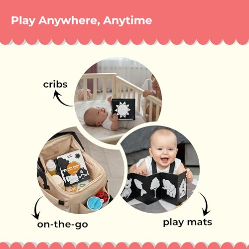 Image of High Contrast New Born Flash Cards for Kids | 12 Objects for Visual Stimulation, Cognitive & Sensory Development of 0-6 Month Old Infants | Self Standing Cards for Enjoyable Tummy Time