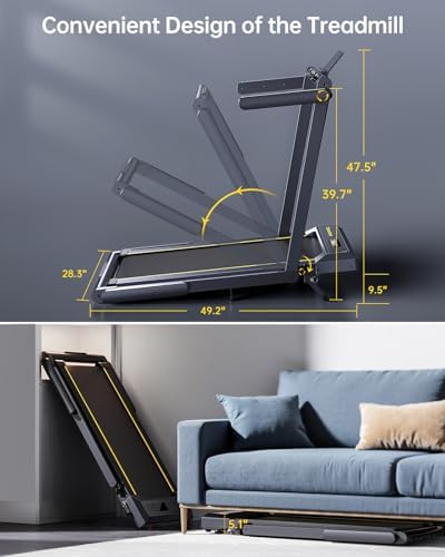 TOPUTURE Walking Pad Treadmill with 12% Incline and Handle Bar, 4 in 1 Folding Treadmill for Home/Office, Under Desk Treadmills Portable Walking Pad with App & Bluetooth Speaker, 0.6-10MPH — view 8