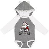 inktastic Christmas Funny Gumbo Claus Santa Long Sleeve Creeper 18 Months Granite & White W Ears